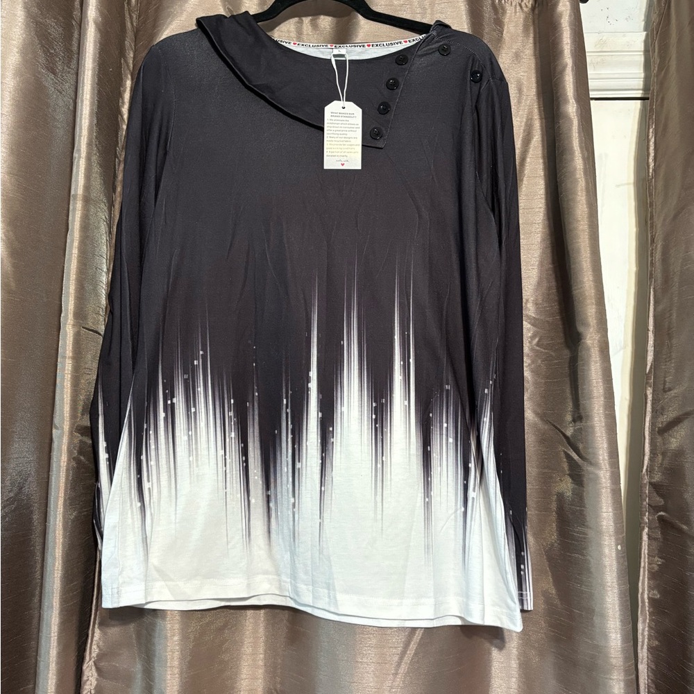 Gradient Black and White Women's Top